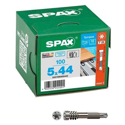 SPAX Terrassenschrauben T25 Zylinderkopf A2 5 x 44 mm 100 Stück
