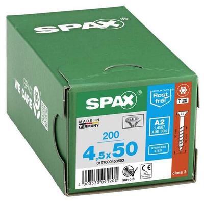 SPAX Universalschrauben T20 Senkkopf Edelstahl A2 4,5 x 50 mm 200 Stück Image