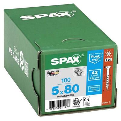 SPAX Universalschrauben T20 Senkkopf Edelstahl A2 5 x 80 mm 100 Stück silber Image