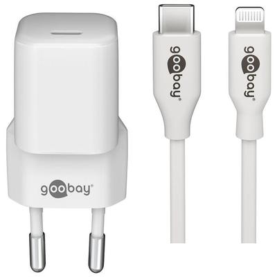 goobay Ladekabel USB-C PD mit Lightning Adapter weiß