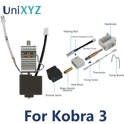 For Anycubic Kobra3 Combo Hotend with Nozzle Thermistor Heating Tube Heater Block Hotend Kits For