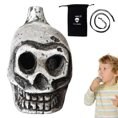 Authentic Aztec Whistle Spooky Human Skull Death Scream Loud Whistle High Decibels Authentic Human Sounding Screams
