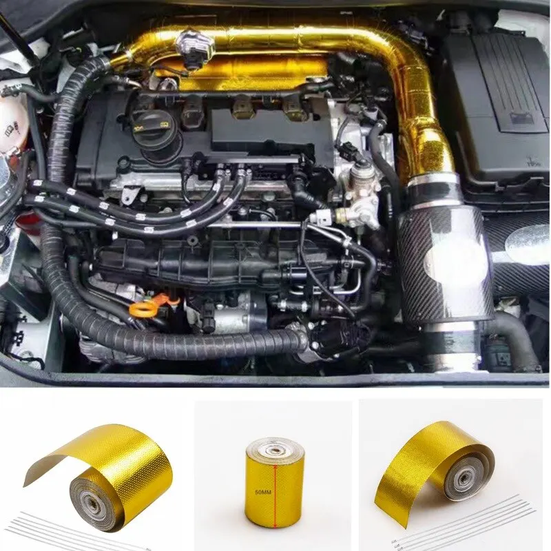 Nastro di scarico termico per auto dorato Nastro di protezione isolante termico con ripristino automatico Ritardante di fiamma autoadesivo riflettente termico