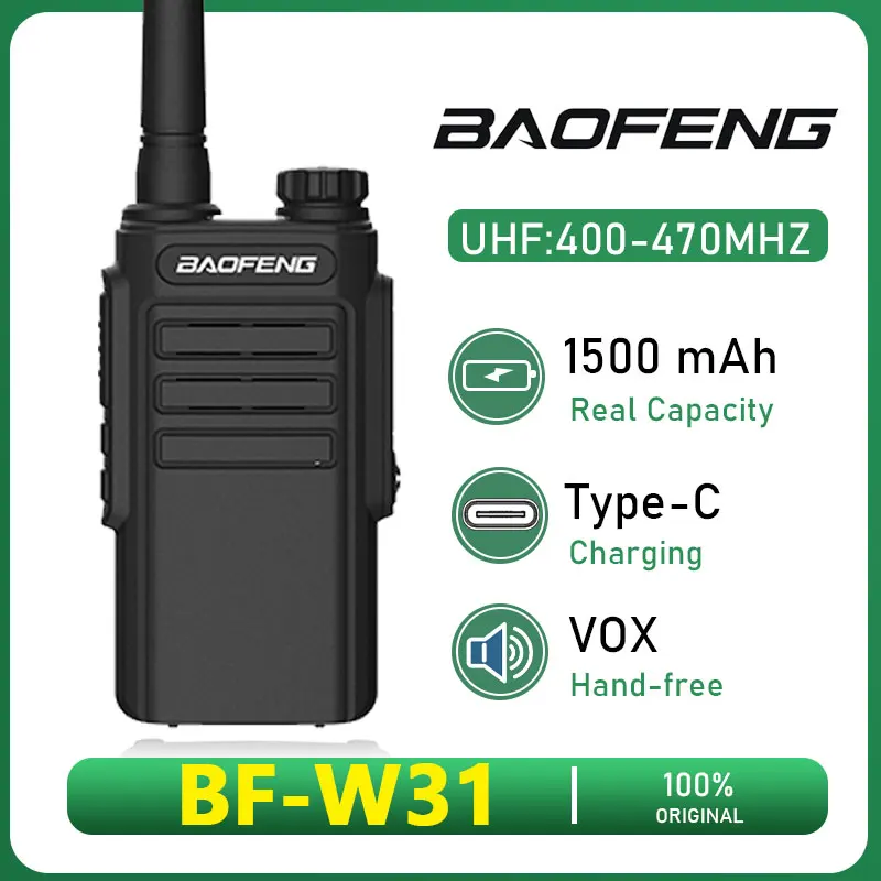 Baofeng W31 Mini Walkie Talkie Supporto USB C Ricarica BF-WP31 Radio bidirezionali portatili portatili MP31 Pro Batteria di scansione a 16 canali