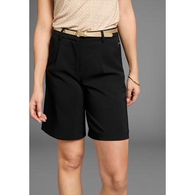 Chinoshorts LAURA SCOTT, Damen, Gr. 46, N-Gr, schwarz, Obermaterial: 94% Polyester, 6% Elasthan, unifarben, feminin, regular fit kniefrei, Hosen, mit passendem Gürtel Image