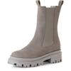 Chelseaboots TAMARIS, Damen, Gr. 38, Normalschaft, grau, Nubukleder, Elastischer Einsatz, unifarben, klassisch, Schuhe, Blockabsatz, Schlupfboots, Kurzstiefel, beidseitige Stretcheinsätze