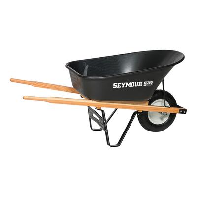 Seymour Midwest S300 DuraLite 6 Cu. Ft. Poly Wheelbarrow with Hardwood Handles and 16" 2-Ply Tire with Ball Bearings 85725