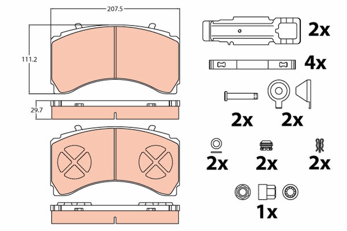 TRW Bremsbelagsatz, Scheibenbremse GDB5110 Universal für DAIMLER MERCEDES-BENZ A0084207220 0064201520 A0064201520 Image
