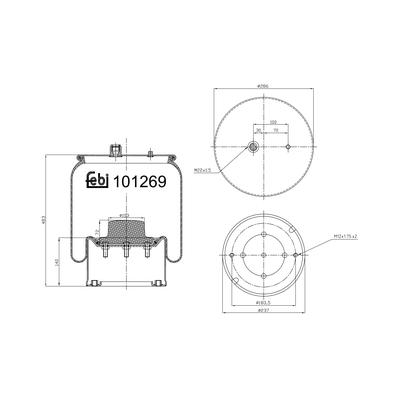 FEBI BILSTEIN Federbalg, Luftfederung Universal hinten rechts links mit Kolben 239mm für MERCEDES-BENZ A9603203257 9603203257 101269 Image