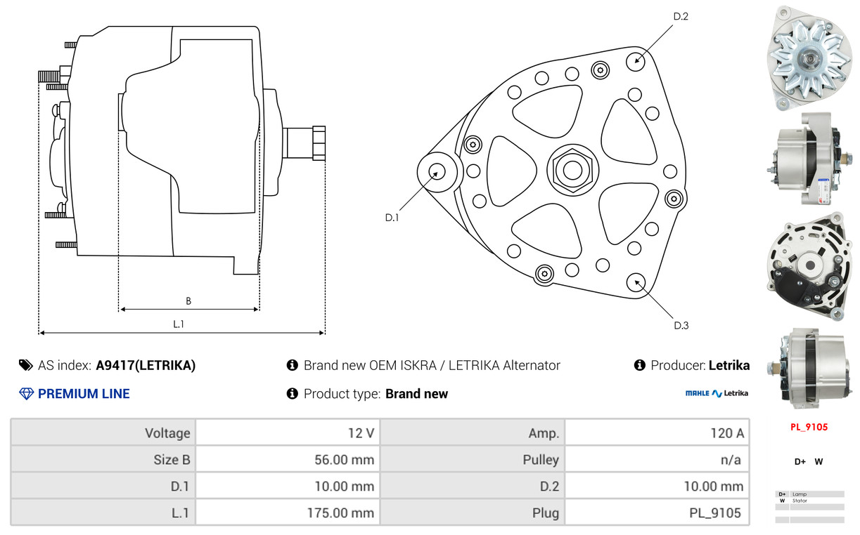 AS-PL Universal A9417(LETRIKA) 12V 120A Image