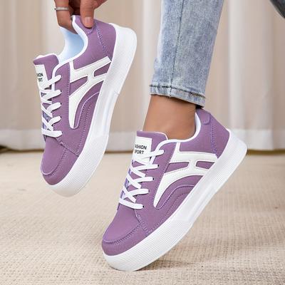 TEMU Women's Casual Purple Sneakers - Cover Upper, Fabric Lining, Eva Sole, Lace- With , Shoes, Casual Attire | Trendy Sneakers | Synthetic Cover Sneakers