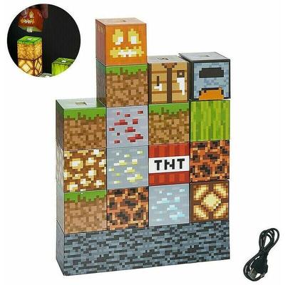 Minecraft Baustein Schreibtischlampe diy Nähen Tischlampe Spielzeug usb Nachtlicht Geschenke Image