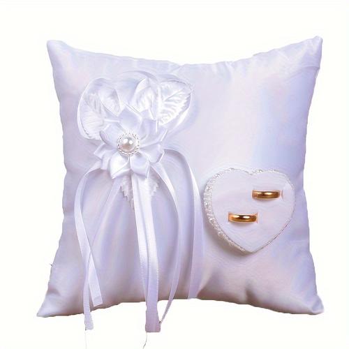 TEMU Pied à coussin pour l'anneau de mariage - Support d'anneau en de cœur de , lavage à uniquement, housse en polyester de thème princesse, fournitures élégantes pour de mariage