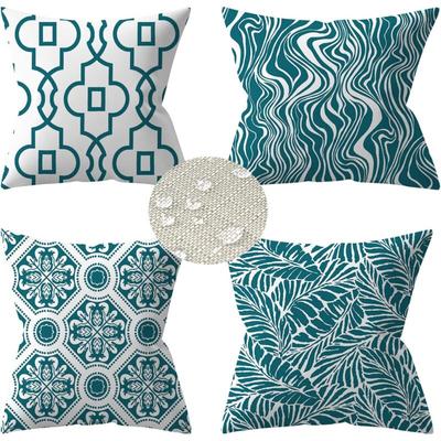Set mit 4 Outdoor-Kissenbezügen, 45 x 45 cm, wasserdichter Sofakissenbezug, grüne Pflanze, Image