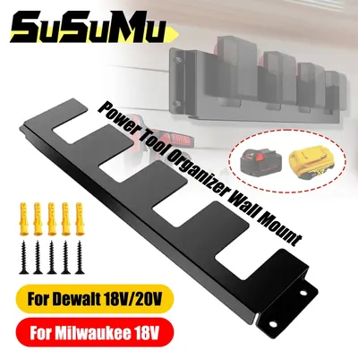 Battery Storage Rack for Milwaukee 18V and DeWalt 18/20V Metal Wall-mounted Battery Organizer Li-ion Battery Bracket Fixing