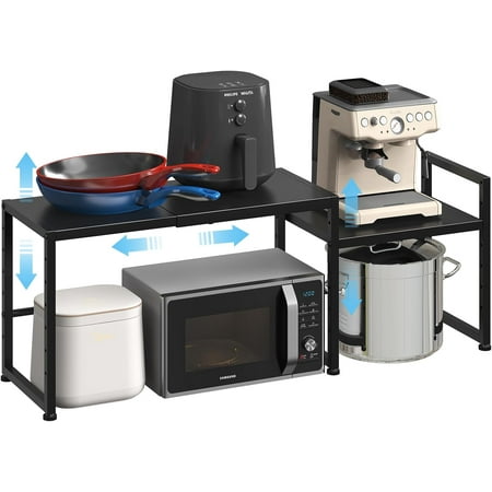 44.3 Inches Expandable Metal Storage Shelves 150LBS Heavy Duty Shelving Units and Storage For Appliance Adjustable Utility Organization and Storage Shelf Rack For Kitchen Cabinet Closet Garage Pantry