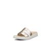 Pantolette ECCO "ECCO FLOWT W", Damen, Gr. 39, gold (weiß, goldfarben), Leder, casual, Schuhe, Sommerschuh, Hausschuh, Freizeitschuh, Keilabsatz, zum Schlupfen