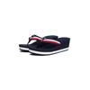 Dianette TOMMY HILFIGER "TH CORPORATE WEDGE BEACH SANDAL", Damen, Gr. 38, bunt (blau, rot, weiß), Textil, modisch, Schuhe, Keilabsatz, Sommerschuh, Zehentrenner mit gestreiften Bandagen