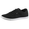 Sneaker TOMMY HILFIGER "CANVAS LACE UP SNEAKER", Damen, Gr. 41, schwarz, Baumwolle, unifarben, sportlich, Schuhe, Freizeitschuh, Halbschuh, Schnürschuh mit gestickter Logoflagge
