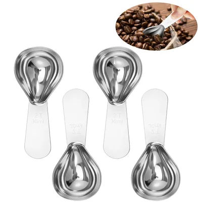 4Pcs Measuring Cups & Spoons Set Stainless Steel Measure Scoops With Clear Scale Tea Measuring Spoons for Baking & Cooking