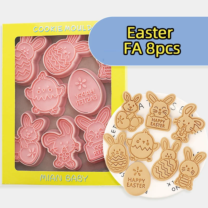 Ostern Keksform Cartoon Hase Huhn Osterei Keks Exquisite Sterben Interessante Backwerkzeuge Festliche Atmosphäre Image