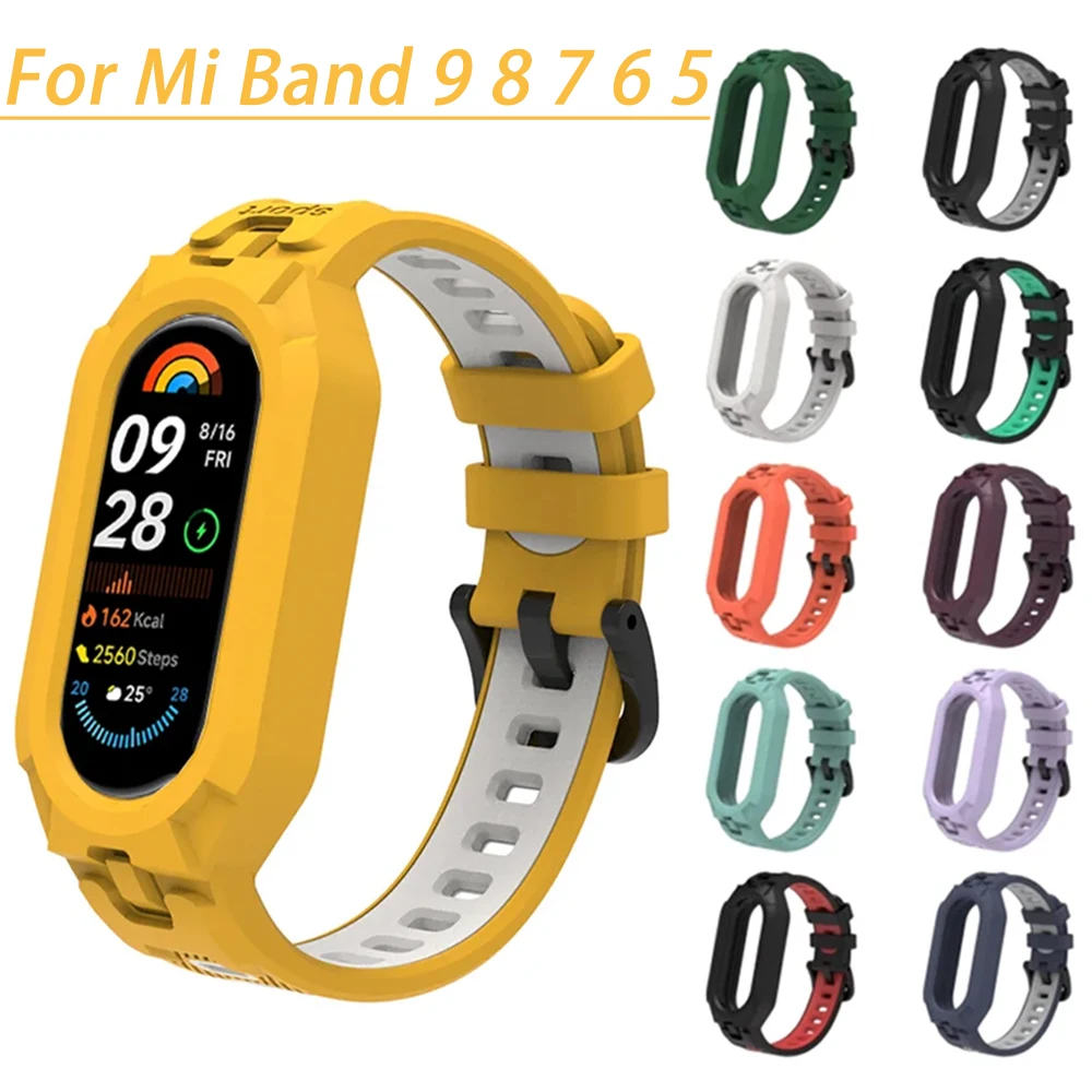 Silicone Sport Strap For Xiaomi Mi Band 9 8 7 6 5 Replacement Soft TPU Case Smartwatch Wristband For Xiaomi Mi Band 9 Bracelets Image