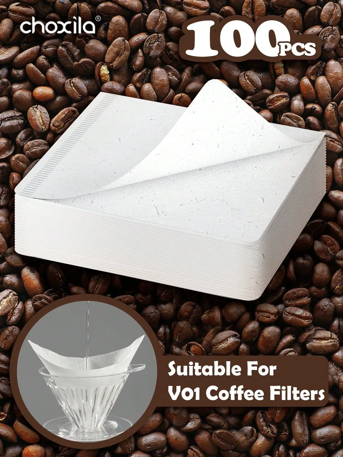 100 Stück Kaffeefilter, Größe 01 weiße quadratische Kaffeefilter, Einweg-Filterpapier zum Übergießen und Tropfkaffeemaschine Image