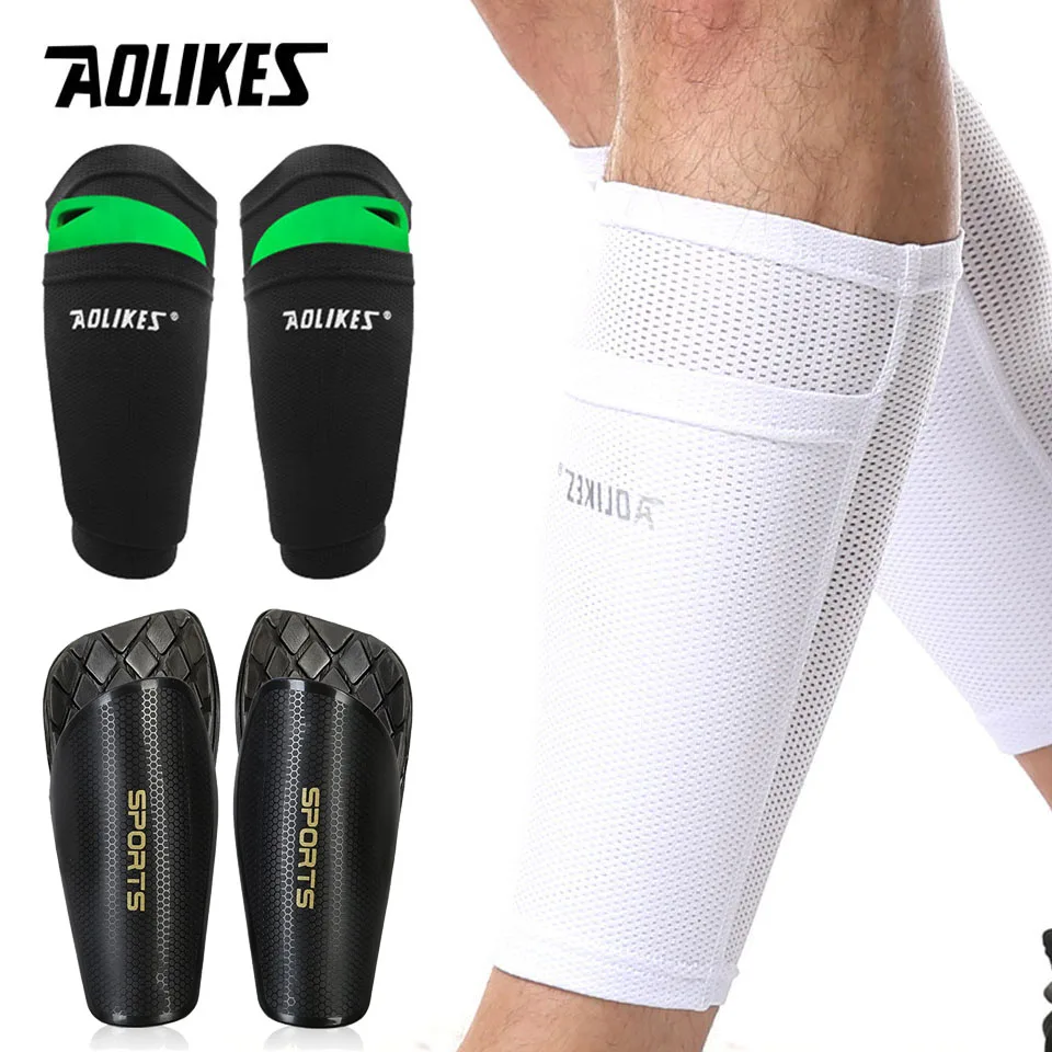 AOLIKES 1 Paar Fußball-Schienbeinschoner, Sport-Knieschützer, Wadenhülse, Socke, Beinstütze, Anti-Verstauchung, Fußball-Schienbeinschoner für Erwachsene und Kinder Image