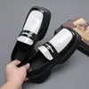Modetrends Karree Herren Lederschuhe Party Casual Schuhe mit dicken Sohlen Slip-On Handgefertigte Leder Loafer Mokassins Größe 38-46