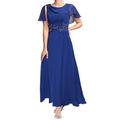 Brautkleid der Mutter Elegant Einfach Rundhalsausschnitt Knöchellang Polyester Kurze Ärmel Spitze