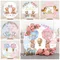 Il genere rivela la copertura dello sfondo rotondo Baby Shower Party Decor Ragazzo o ragazza Lui o