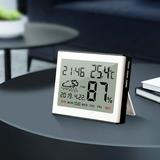 Incredible Savings Multifunctional Electronic Clock with LCD Large Screen - Weather Pattern Temperature and Humidity Meter for Home Office and Indoor Use Electronic Accessories | Abs White