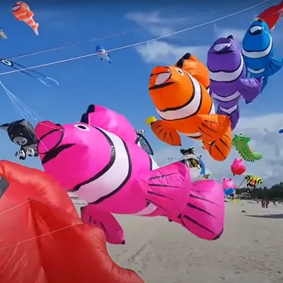 3D 2.45M Seven-color Nimo Clownfish Hanging Kite Outdoor Power Kites Umbrella Cloth Waterproof and