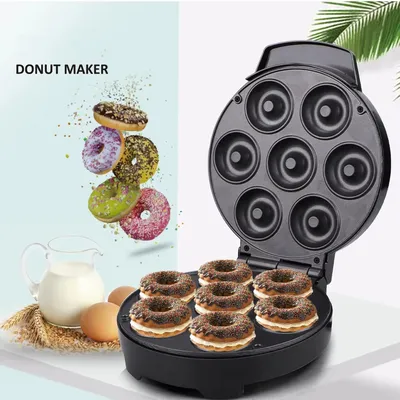 Houselin Donut Maker,Nonstick Surface,Mini Donut Maker Machine with Cool Touch Handle, Makes 7