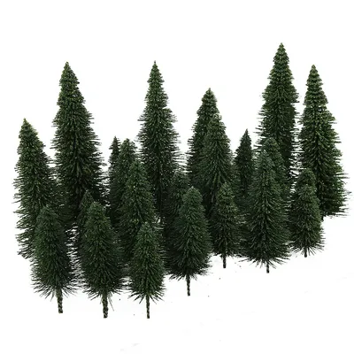 Evemodel 40pcs Mini Scenery Model Pine Trees Deep Green Various Size For HO O N Z Scale Christmas