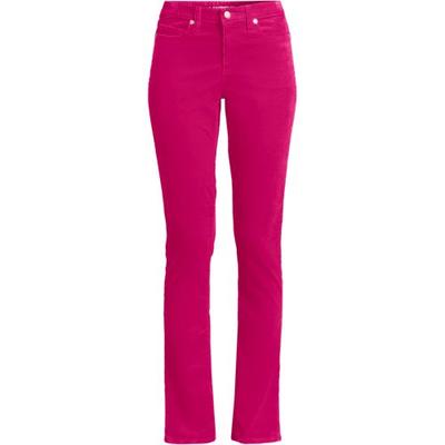 Straight Leg Stretch Cord Jeans, Mid Rise, Women, size: 10 30, regular, Red, Cotton-blend, by Lands' End