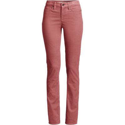 Straight Leg Stretch Cord Jeans, Mid Rise, Women, size: 12 28, petite, Red, Cotton-blend, by Lands' End
