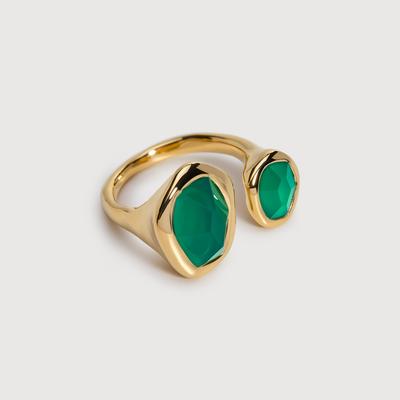 Gold Odyssey Gemstone Open Ring Green Onyx