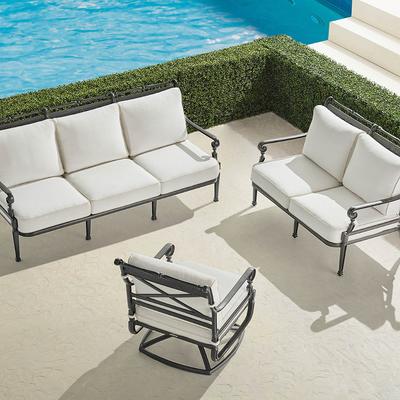 Carlisle 3-pc. Sofa Swivel Set In Slate Aluminum - Quick Dry, Olivier Indigo - Frontgate