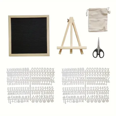 TEMU 1pc Felt Letter Board, Message Board, Rustic Wooden Letter Board Set, Replaceable Message Board For Wall Decoration, 340characters And Letters, Decor, Day New Year Easter Gift Image