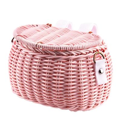 TEMU 1 Grey Pp Polypropylene Front Basket, Hand Woven With Lid, Balance Bike, For Front Mounting Image