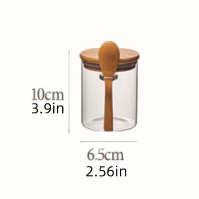TEMU Pantry , Glass Storage Jar With Airtight Lid & Wooden - Tea, Coffee, Spices, Candy | Reusable Kitchen Organizer For Image