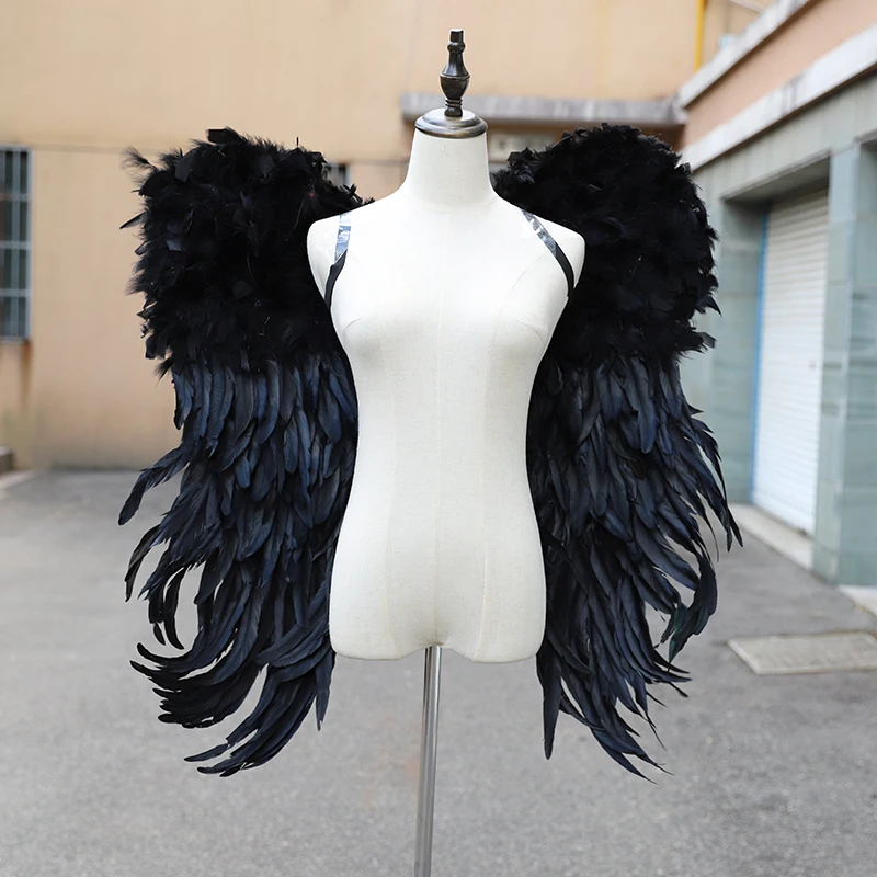 Fee schwarze Federflügel Halloween Flügel Modell Laufsteg Kostüm Super Wings Nachtclub Performance Requisiten Halloween Party Requisiten Image