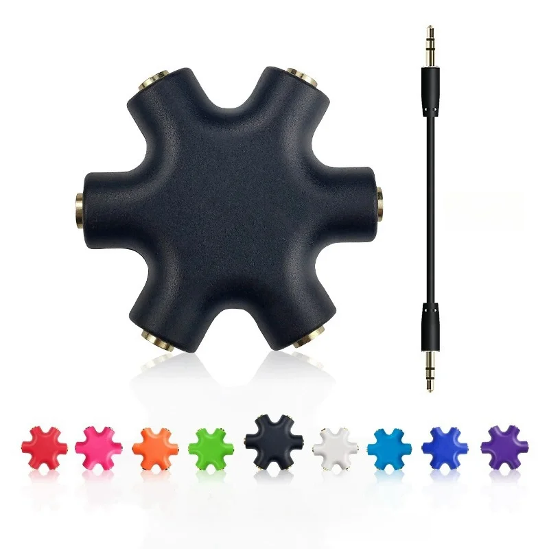 3,5-mm-Audio-Splitter mit Adapterkabel, 1 Stecker auf 5 Buchsen, Kopfhörer-Audio-Splitter-Kabel, Multi-Port-Aux-Sound-Ausgangskonverter Image