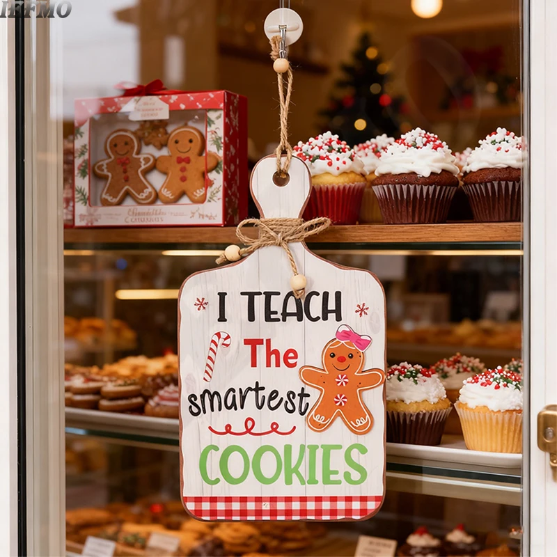 Holz Weihnachten Lebkuchenmann Wandbehang Nachahmung Dekor Plakette Mehrzweck Geeignet für Tür, Restaurant, Café Home Decor Image
