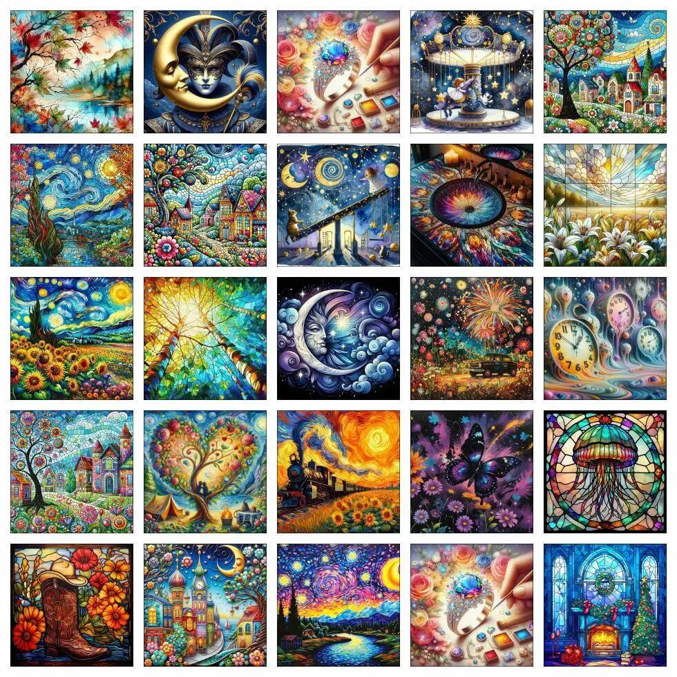 Malen nach Zahlen für Erwachsene, Landschaftsbaum, Malen auf Leinwand, handgefertigte Wanddekoration Image