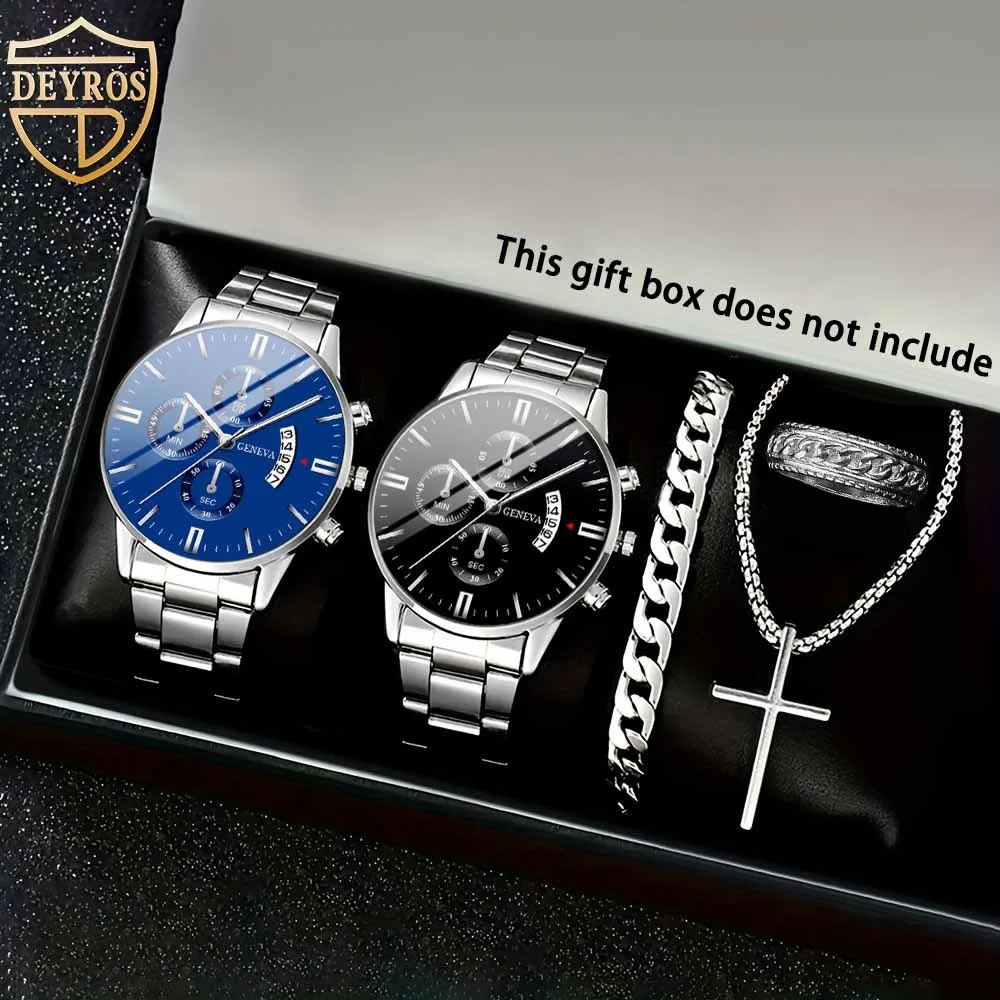 5-teiliges Set mit lässigen Mode-Quarzuhren, zwei Uhren, drei Schmuckstücke, bequem zu tragen, Modeaccessoires Image