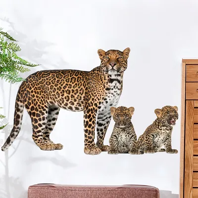 3d Tier Tiger Leopard Löwe Elefant Wandt attoo Kinder Baby zimmer selbst klebende wasserdichte Image