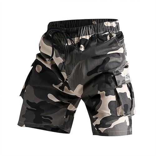 Men's Tactical Shorts Cargo Shorts Camping Shorts Camo Shorts Hiking Shorts Elastic Waist Multi Pocket Straight Leg Camouflage Moisture Wicking Wearable Knee Length Outdoor Casual Daily Fashion