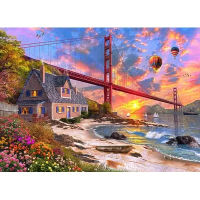 300/500/1000 Pieces Adult Golden Gate Sunset Jigsaw Puzzle Stress Relief Entertainment Toys
